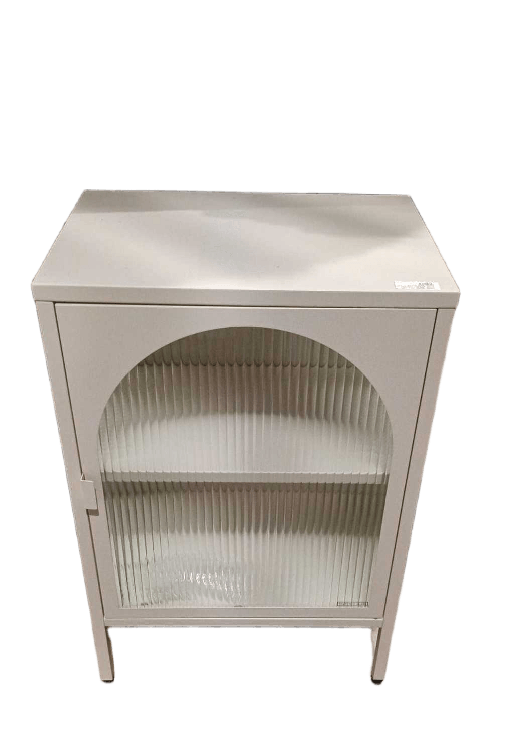 Cabinet Bedsde Wave Glass Cabinet 5mm Wave Tempered Glass Magnetic Suction Door, 2 Shelf Inside With Wall-Mounted Device Beige Tapioca L50*w35*h75