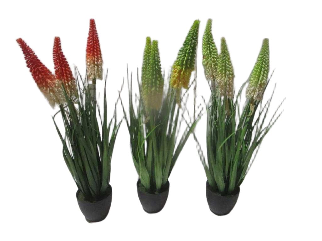 Artificial Plant With Plastic Pot 3 Colour Assorted