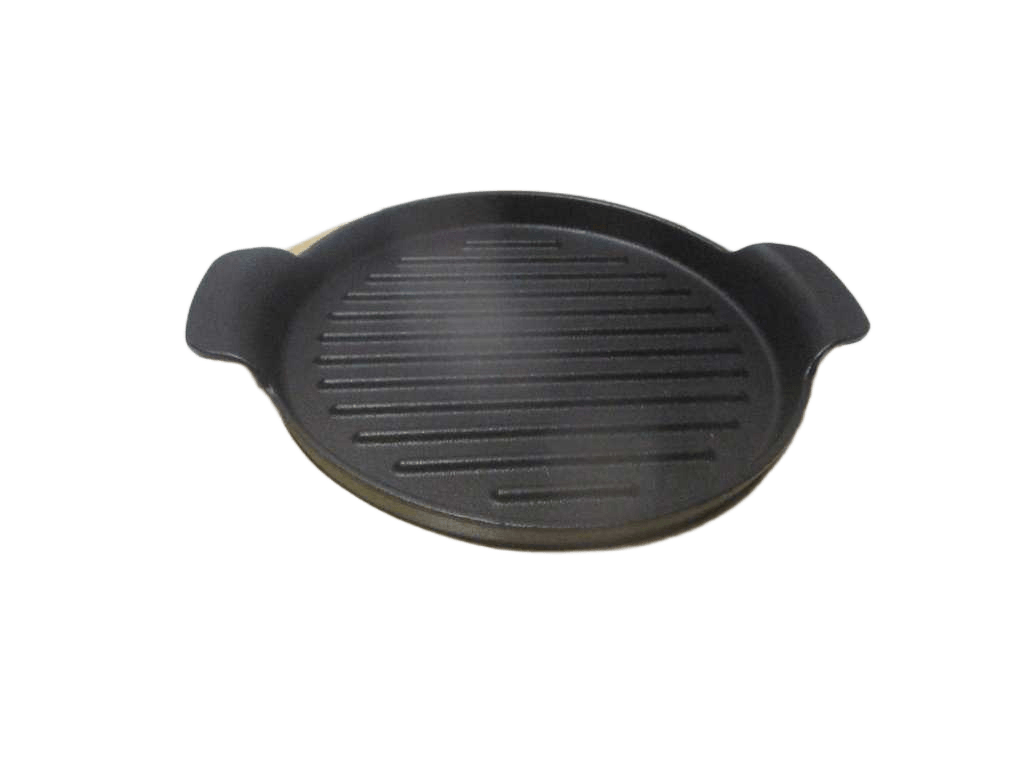 Cast Iron Plate+wood Base Dia23cm 28.3x28.3x1.8 1983g
