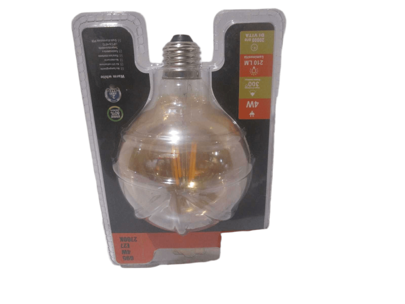 Light Deco Transparent Yellow 12*8cm / 4w 220v E27 Eglo Packing