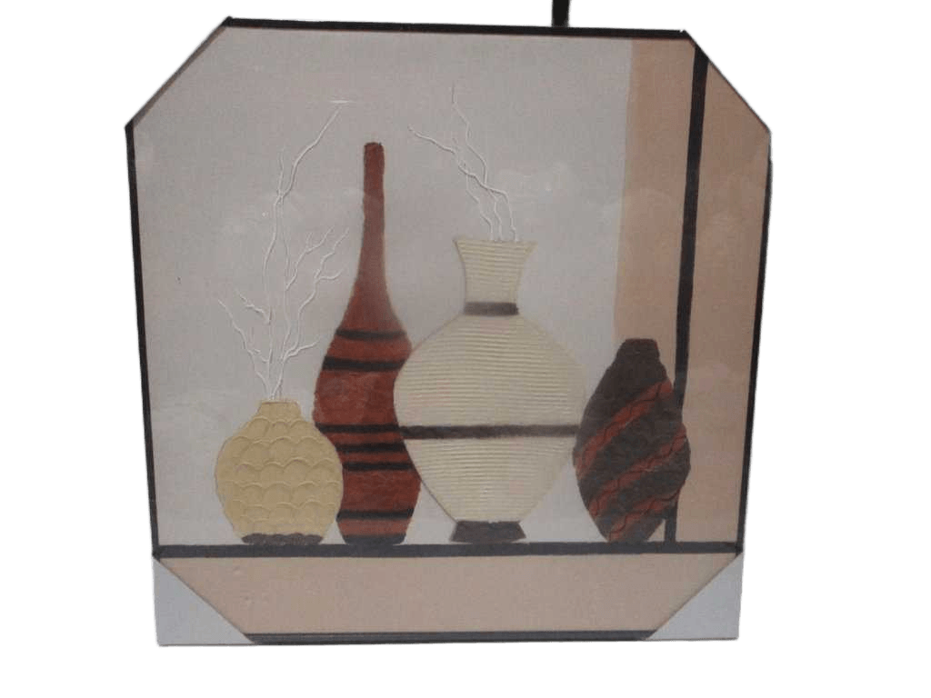 Painting 3d-Handmade 4 Vases Ps Frame Black Packing Blister 80x80cm