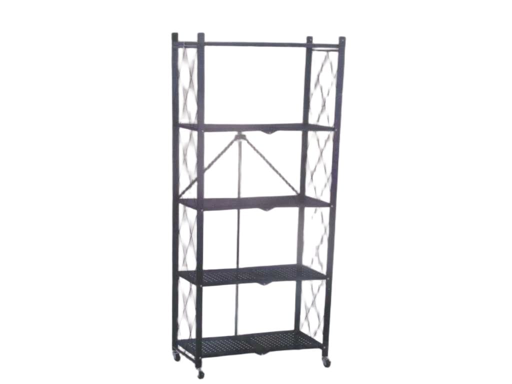 Foldable Storage 5 Tier Organizer Black Iron 71.5x36.5x160 Cm