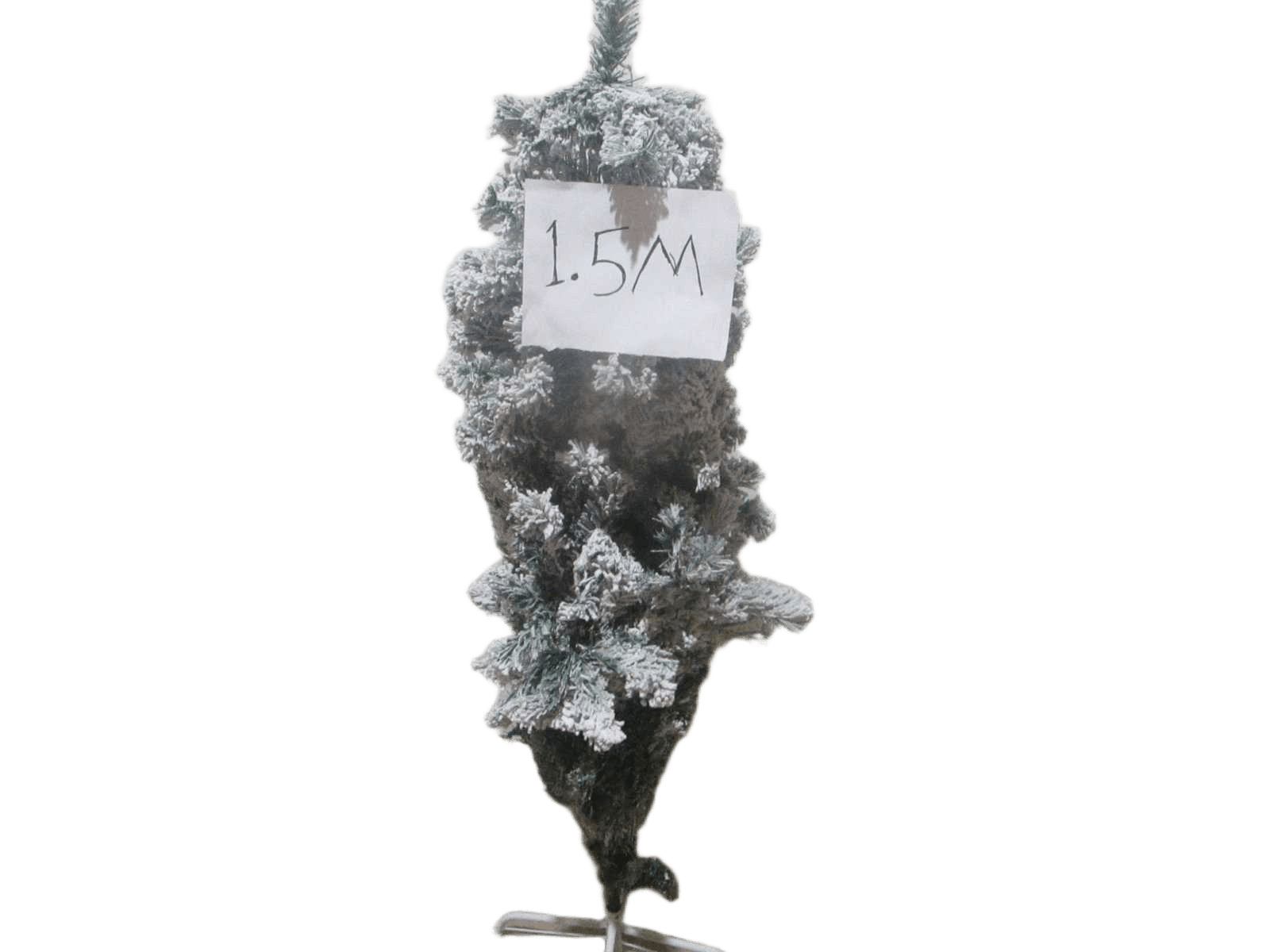 Xmas Tree 1.5m With Snow 420 Leaves Pvc Automic White Base White 45cm Base