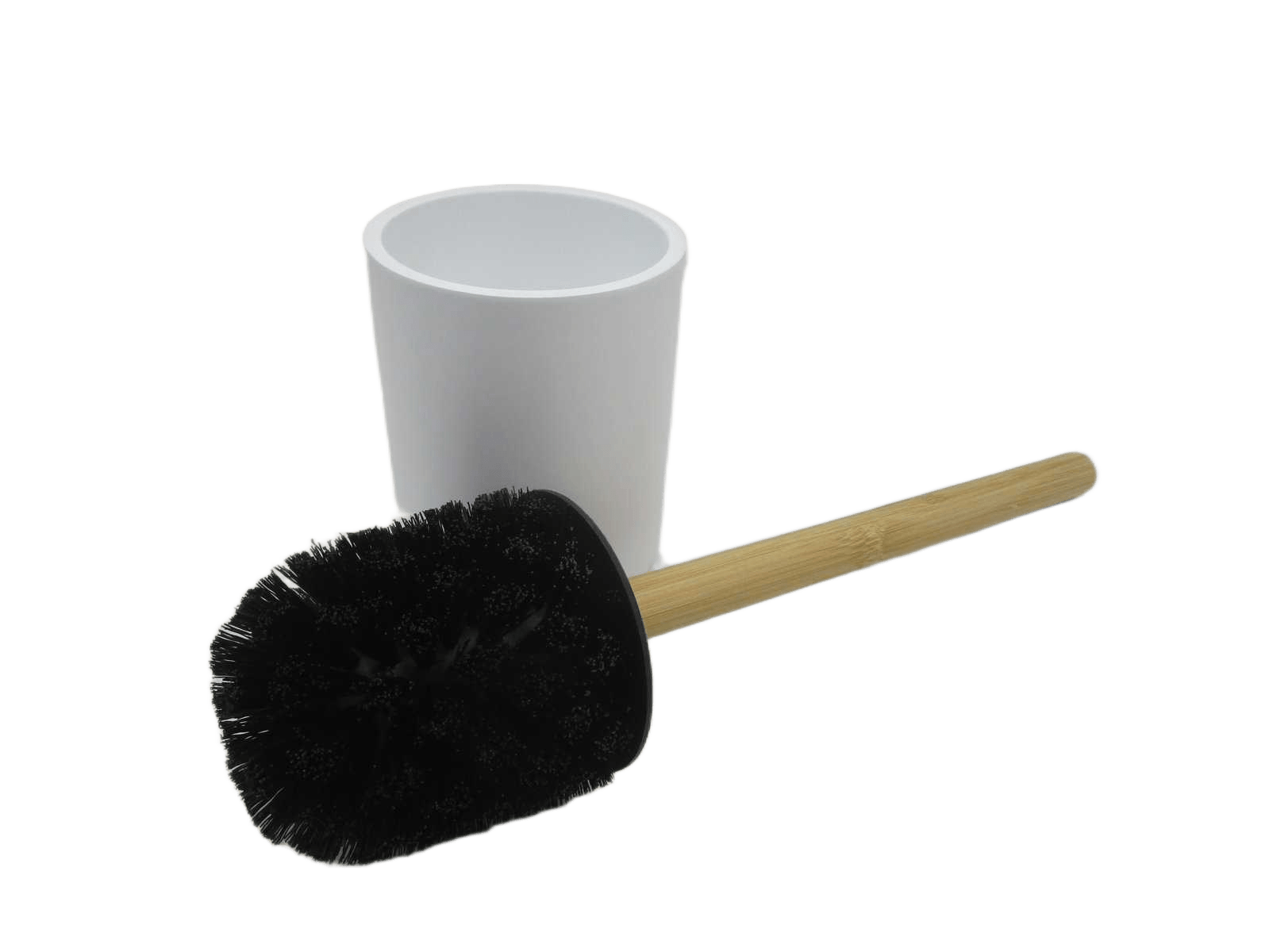 Toilet Brush Polyresin - White/Bamboo