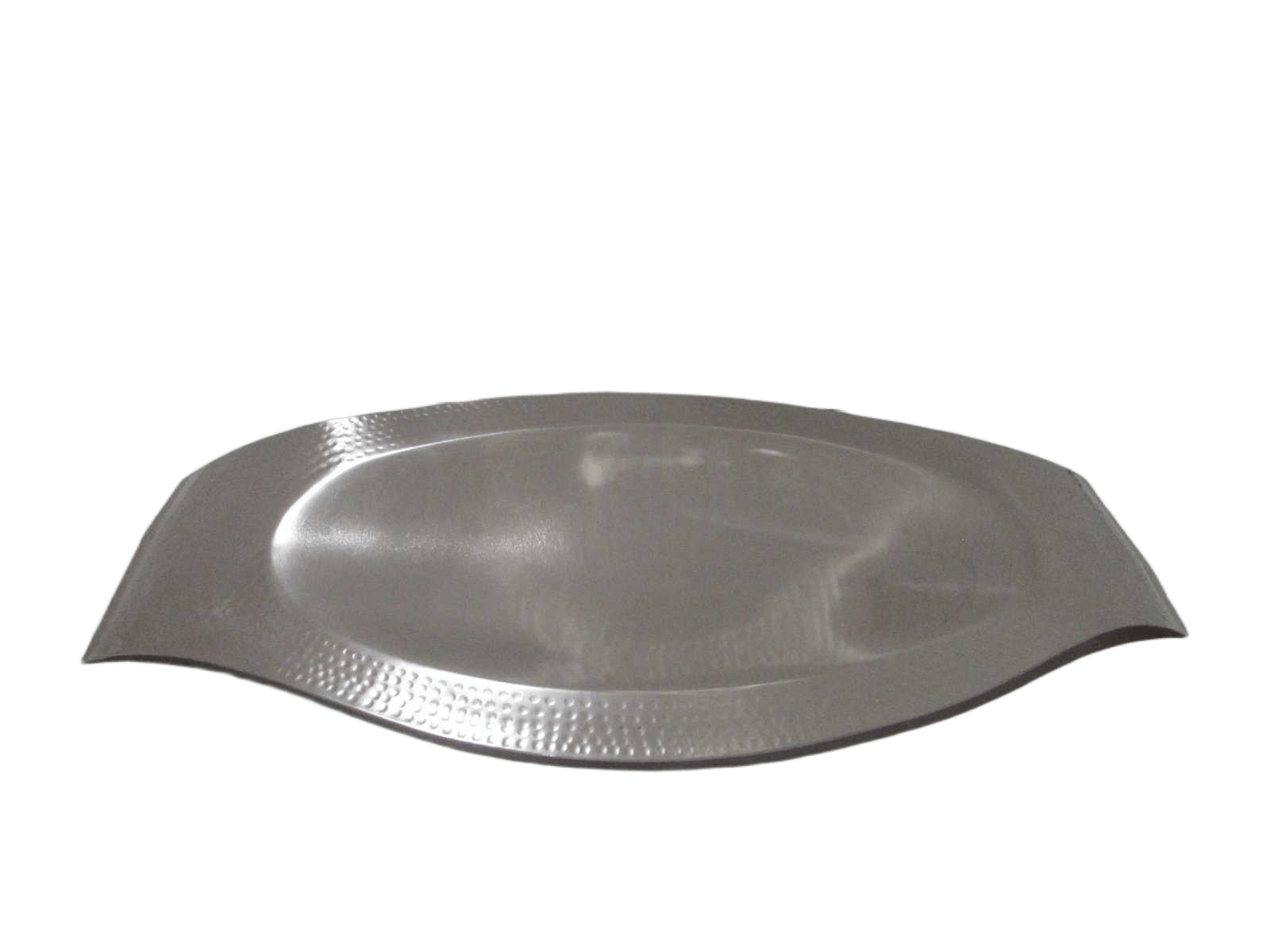 Oval Tray Stainless Steel Single Wall Hammered Border