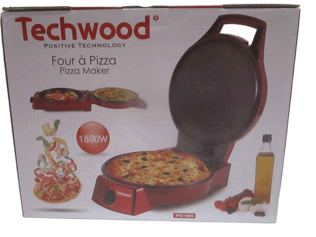 Pizza Oven 1800 Watt 180° Opening Double Heating Surface: Multi-Function (Pizza, Pies, Grill, Pancakes, Etc.) 30cm Diameter Adjustable Thermostat Indicator Light Non-Stick Coating Power: 1800w