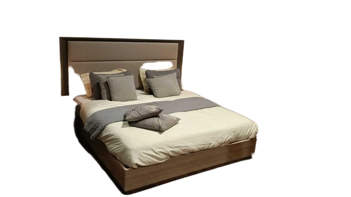 Bed 1830x2030 + 2 Night Stand + Dresser 6 Drawers + Mirror Brown Metal Lacquer(Top5880ma)+white Oak(B8262-2hg)+003d-9 Pu B:1830x2030x1380 Ns:690x445x505 D:1565x500x810 M:1100x50x1100