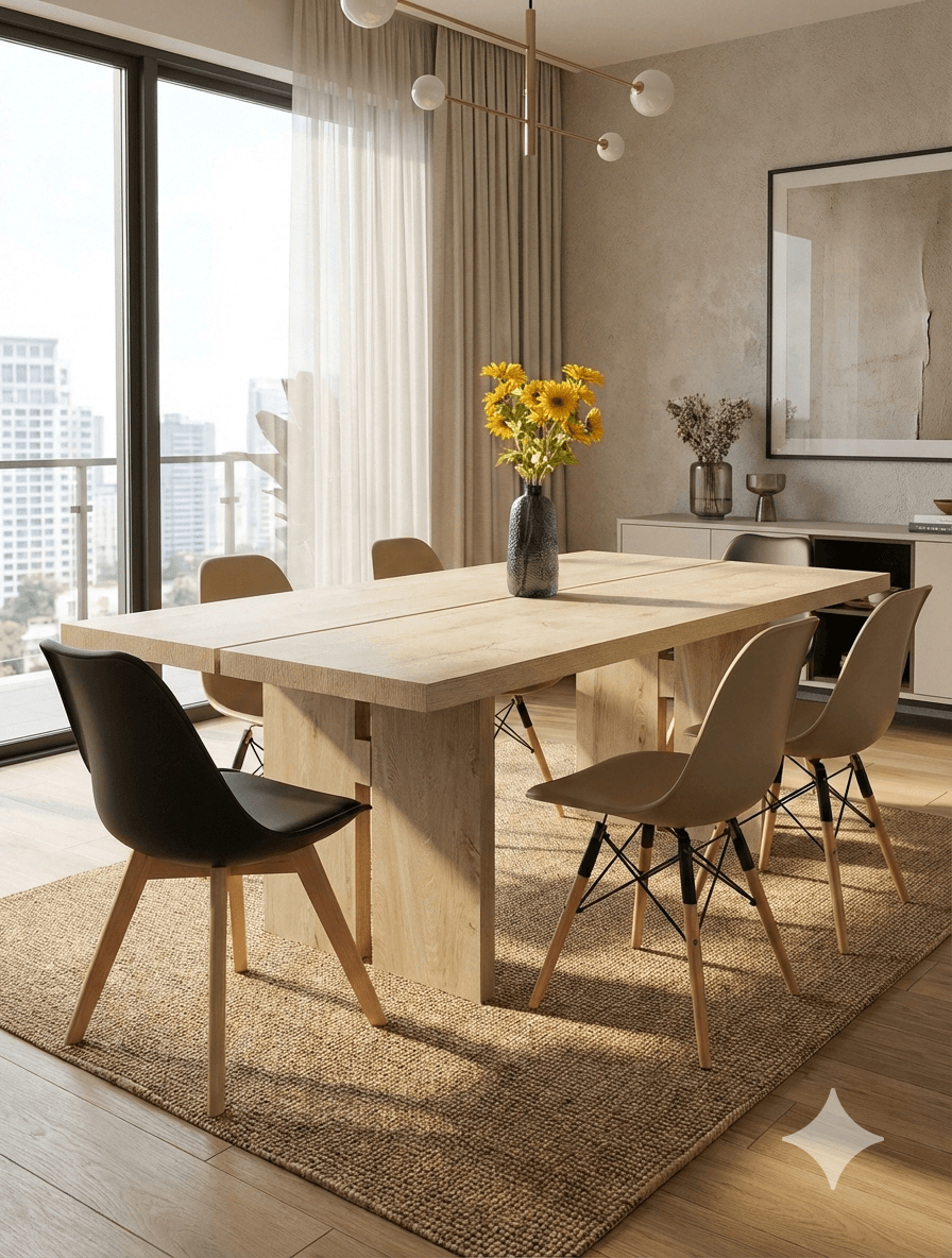 Dining Table Redoro Full Melemine Body And Top Walnut 220x110x75cm