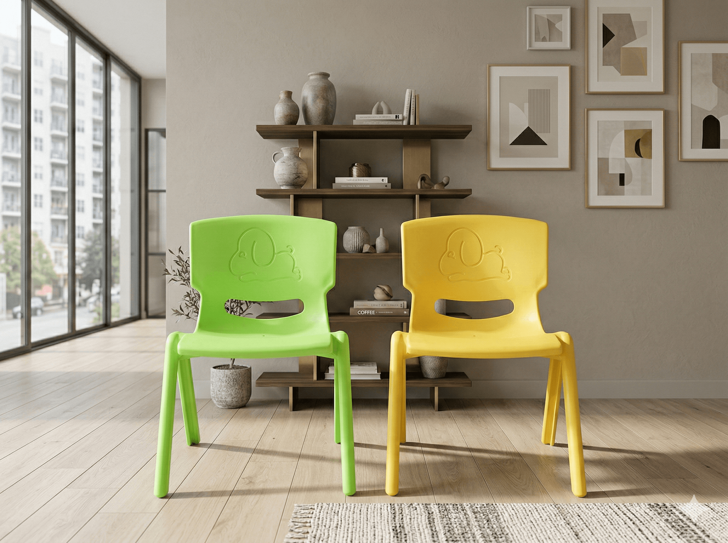 Chair Child Pp Yellow Green Ass30x29.5x41.5