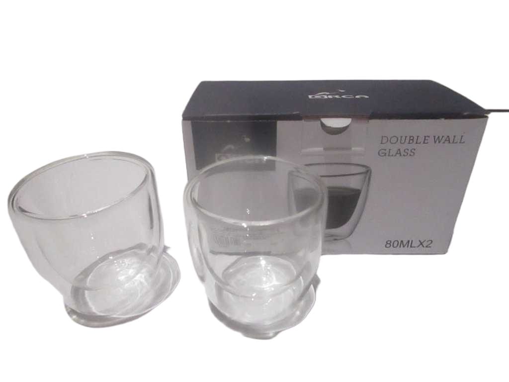 Cup Espresso 80cc - Set Of 2 Borosilicate - Quality Press B Without Handle/Saucer - Double Wall One Mold -