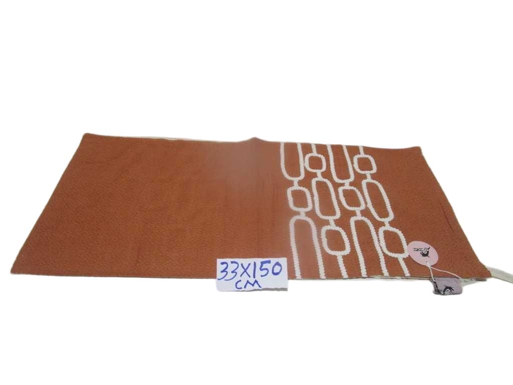 Table Runner 33x160 Cm Front Cotton Dobby And Back Cotton Sheeting, With Cotton Lace Applique Tassels On Corners