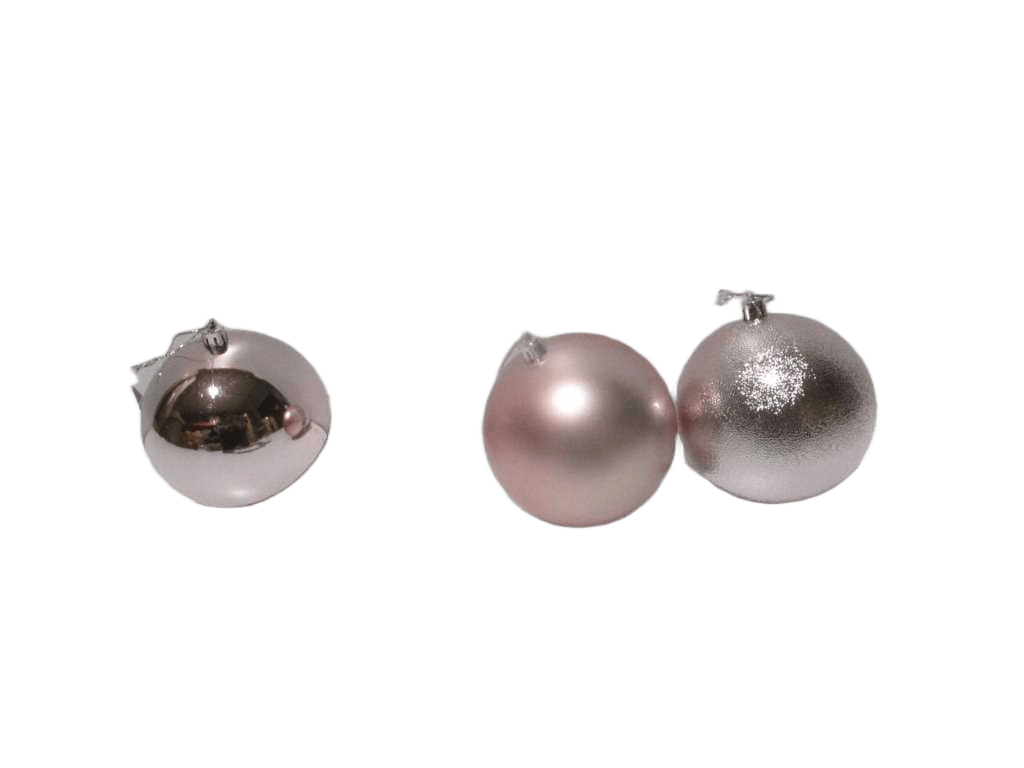 Ball Xmas 100mm Pink 3ass