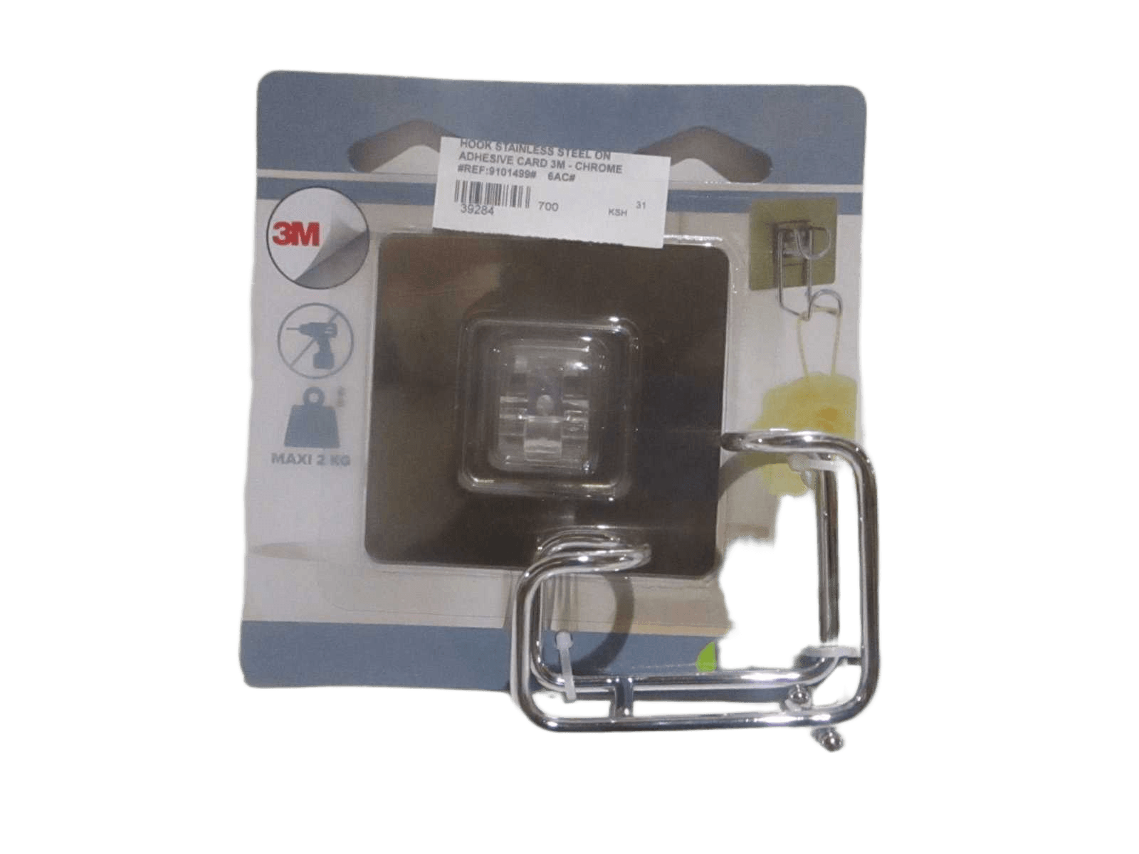 Hook Stainless Steel On Adhesive Card 3m - Chrome