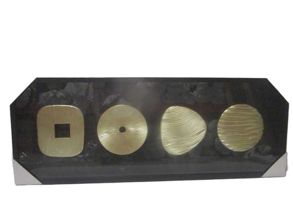 Tableau Black Wood Frame, Leather Back Black Frame 60x160