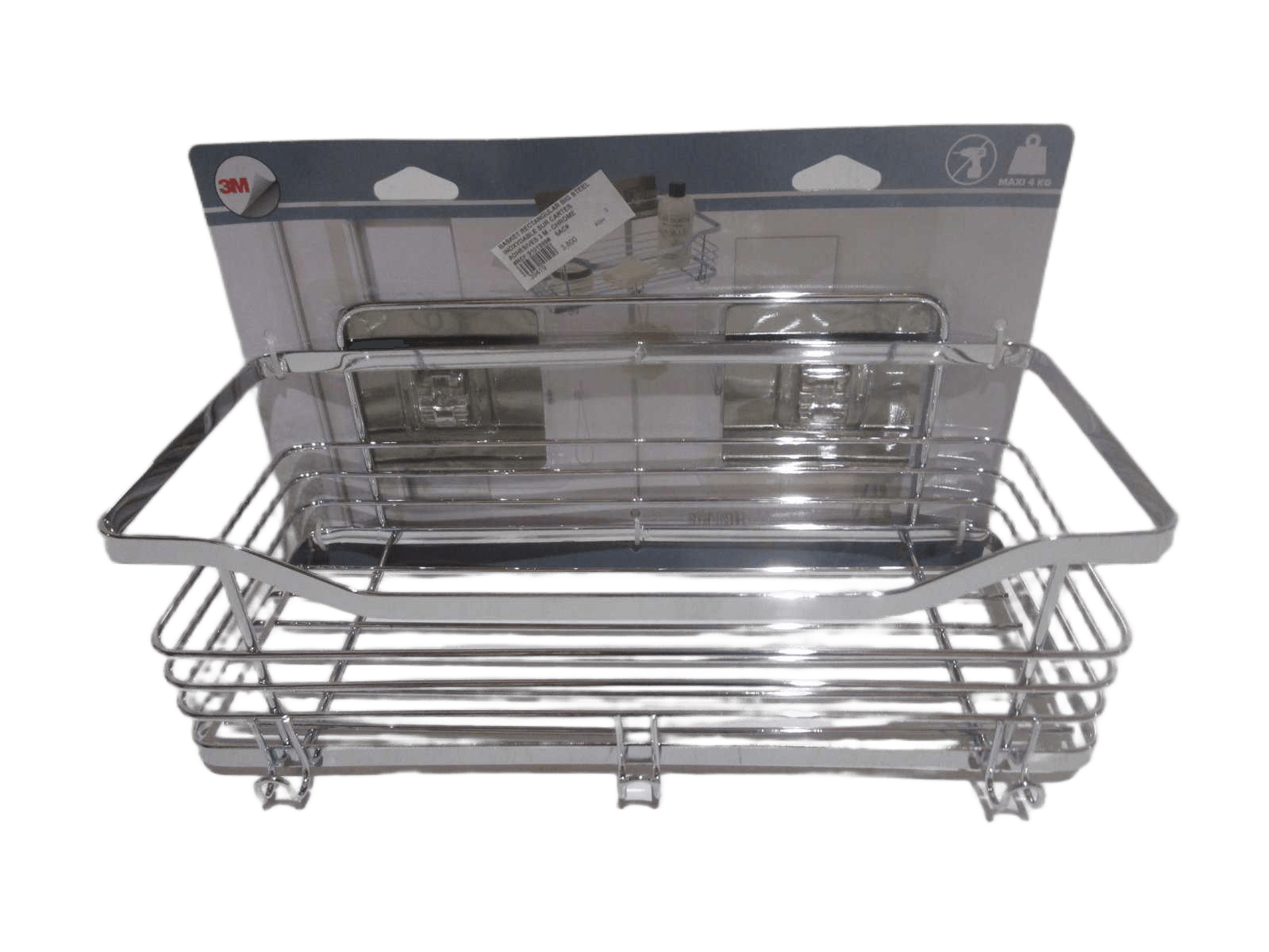 Basket Rectangular Big Steel Inoxydable Sur Cartes Adhesives 3 M - Chrome