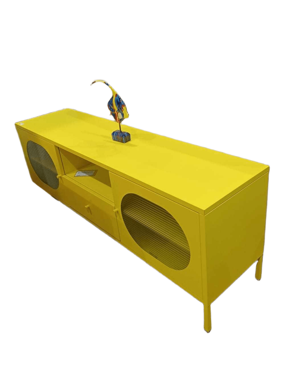 Tv Sideboard 2 Doors With 5mm Wave Temp. Glass, 1 Drawer In Middle Smooth Yellow L160*w40*h60