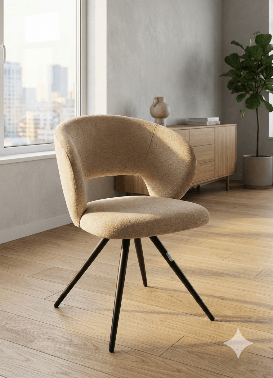 Dining Chair Fabriclt Brown Kd Metal Legs