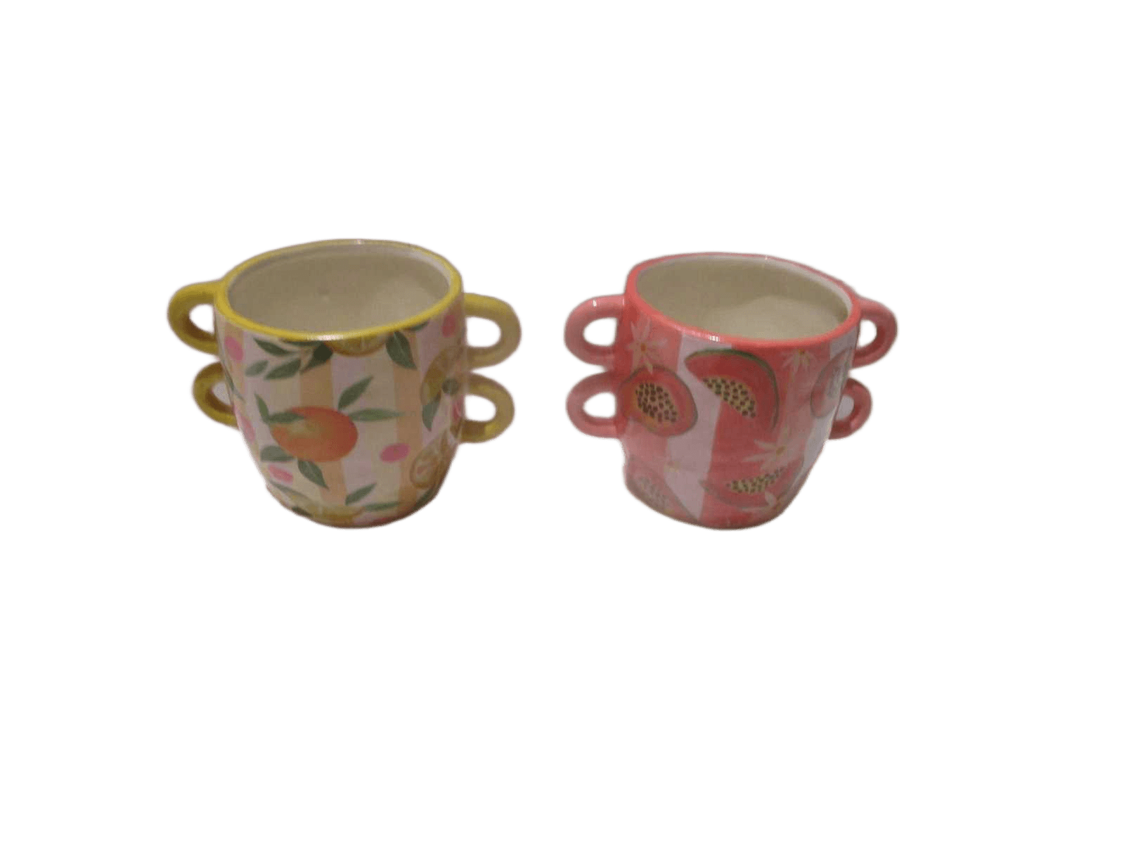 Cup Ceramic With Handel, Two Color Mix In One Carton Yellow Pink Dolomite 23x16x15