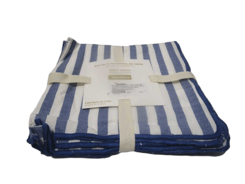 Napkins Set Of 4 100% Cotton 250 Gsm 2 Printed Napkins And 2 Solid Color Napkins With Embroidery Border