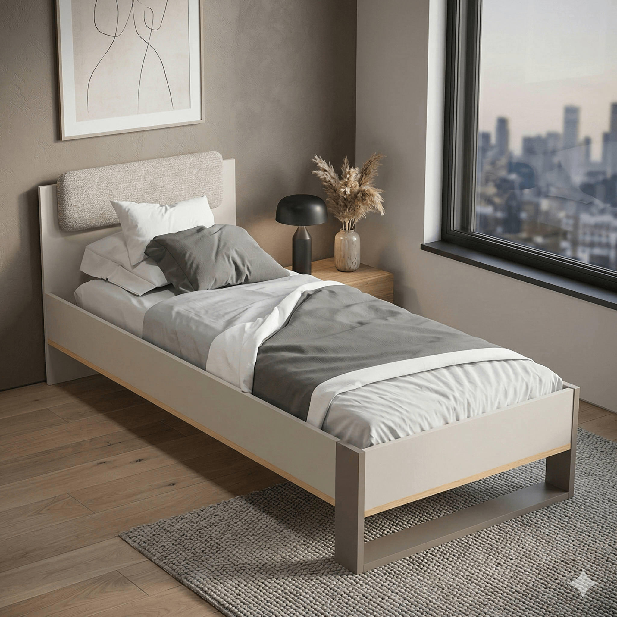 Bed + Bedside With 1 Drawers 3cl