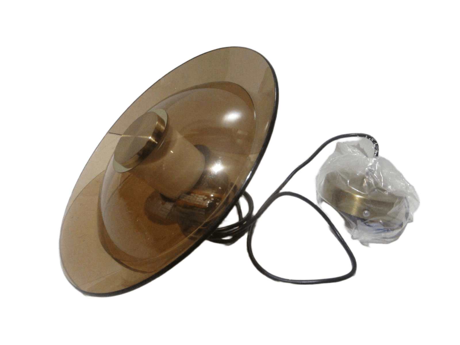 Pending Lamp, Led 12w Metal Gold + Glass Amber