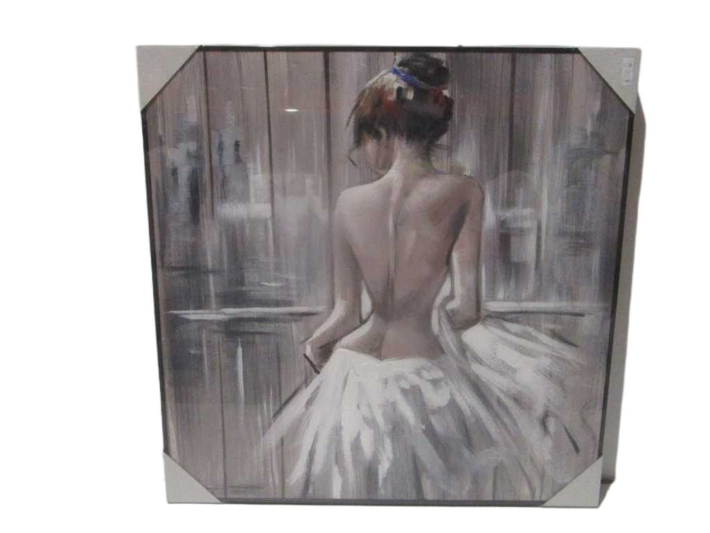 Painting 3d-Handmade Naked Wooman Ps Frame Black Packing Blister 100x100cm