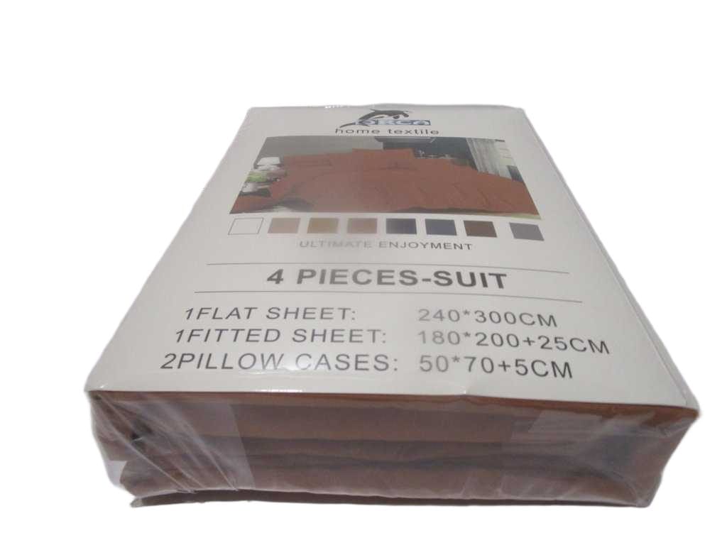 Flat Sheet Set Of 4pcs Uni Color 240x300cm Fitted Sheet 180x200 +25 Cm 2 Pillow Cases 50x70 +5 Cm 105gsm 100% Polycotton Old Packing Packing:pvc Bag Tera 124
