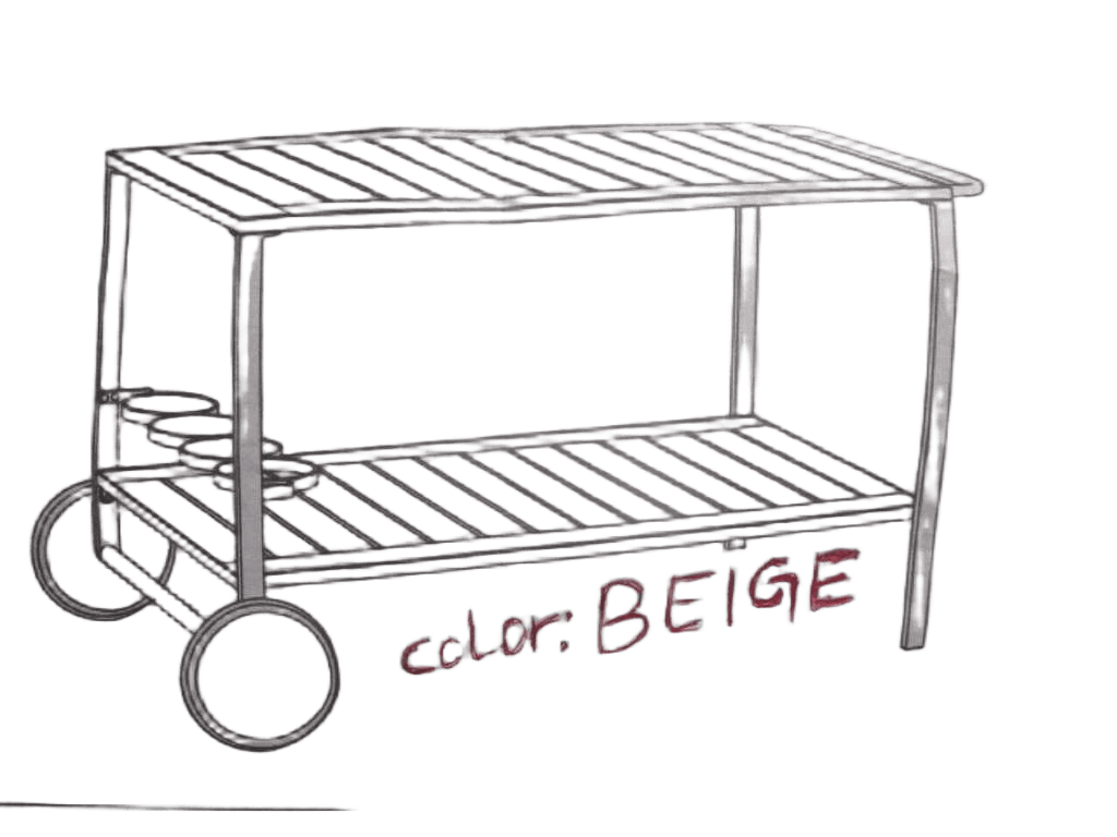 Trolley 2 Level Outdoor Alu+ps Top Beige Frame Wood Oak 64/58.5x117/108x66