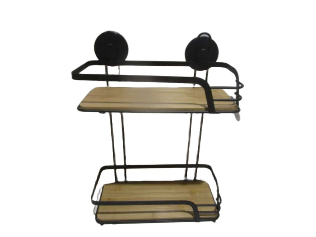 Bath Caddy 2 Tier Black Iron+bamboo 26.5x14x31 Cm