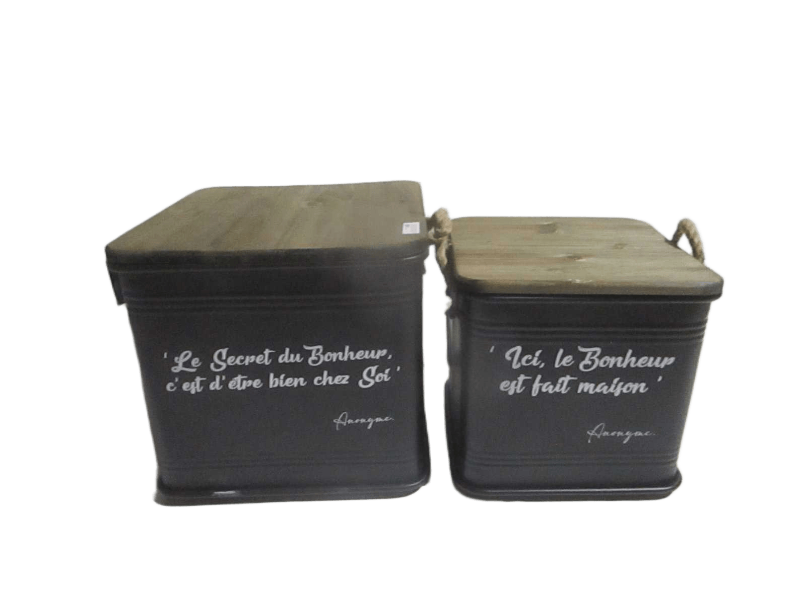 Box Tables Loft & Metal Set Of 2 Metal With Black Rope Foot And Handle