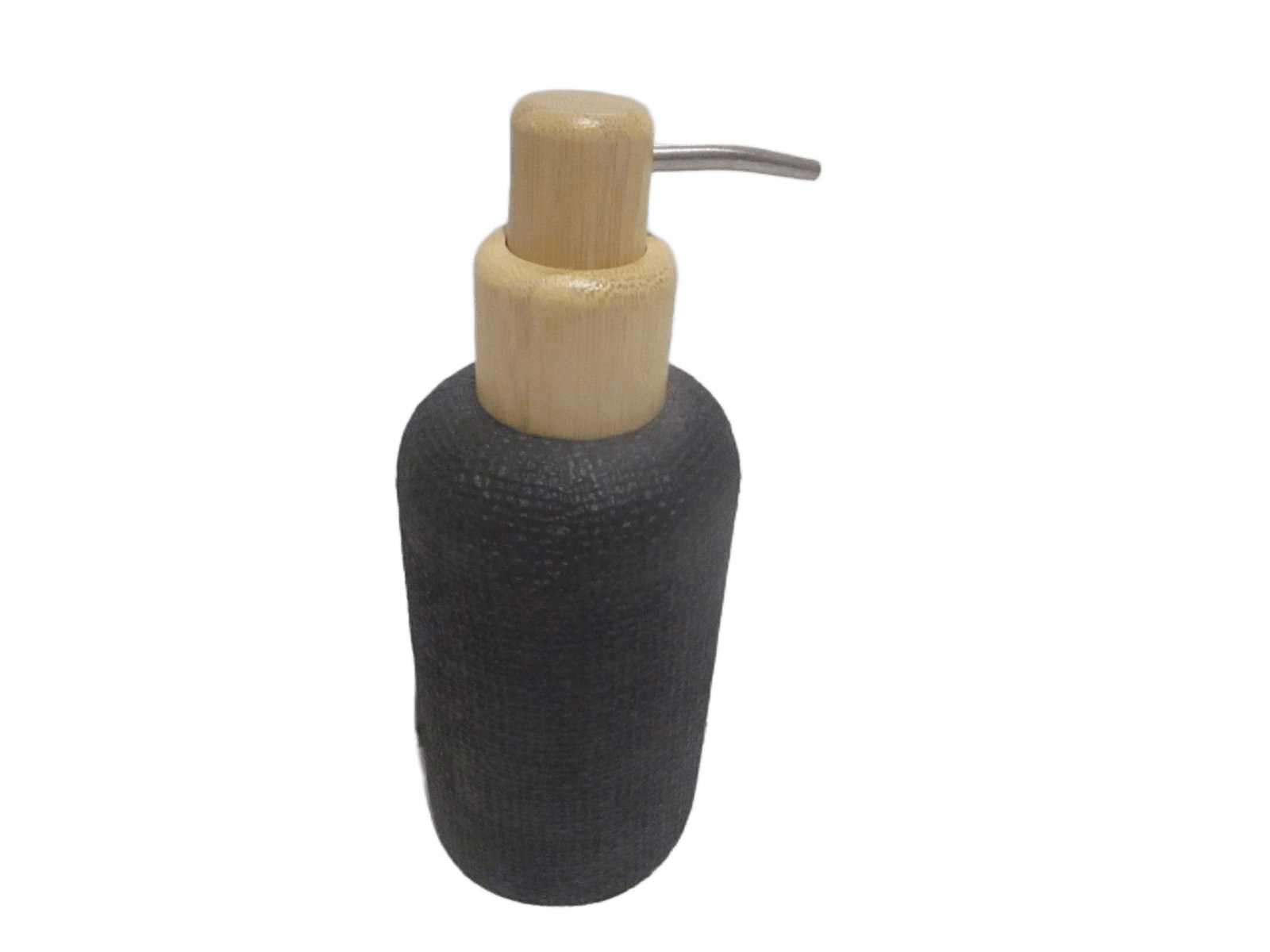 Dispenserpolyresine Round Effet Maille Et Pompe Bambou 340ml - Black