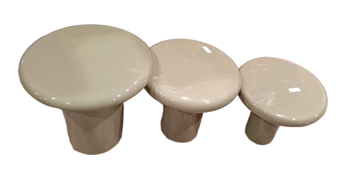 Table Round Set Of 3 100% Iron Oliv Green