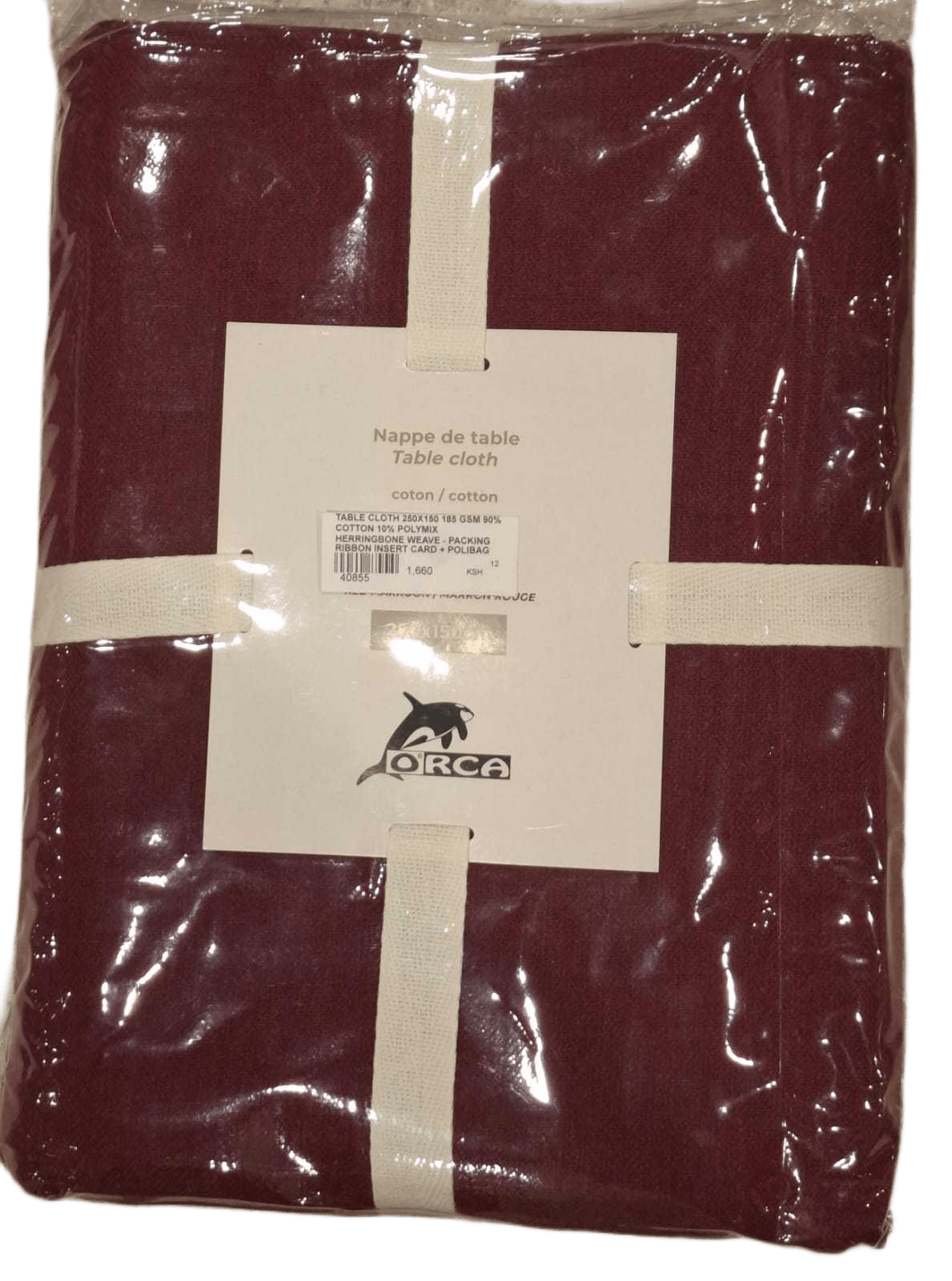 Table Cloth 250x150 185 Gsm 90% Cotton 10% Polymix Herringbone Weave - Packing Ribbon Insert Card + Polibag 1cl=