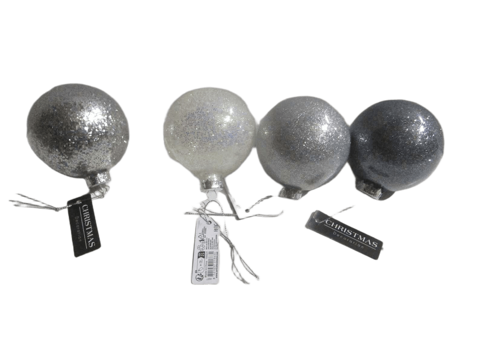 Ball Xmas 80mm Glitter 4ass