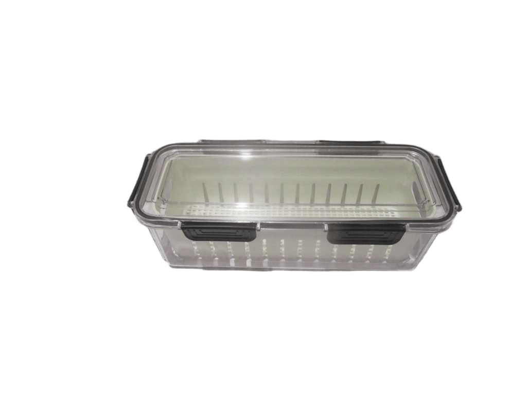 Fridge Storage Box Pet Transparent White/ Black Fridge Storage Box Pet Transparent Outside Wit Pp White Inside And 6 Closures - 33,5x13,5x10cm 2,9 L - Weight 579 G