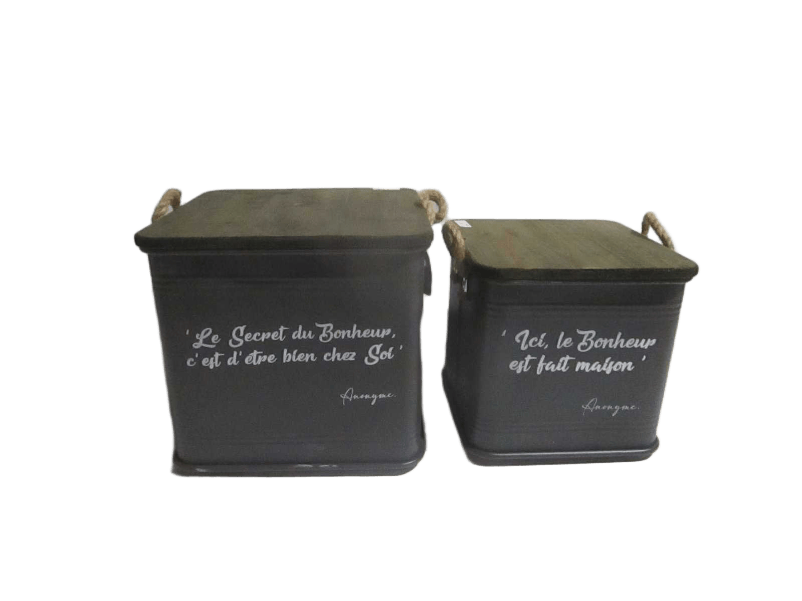 Box Tables Loft & Metal Set Of 2 Metal With Grey Rope Foot And Handle
