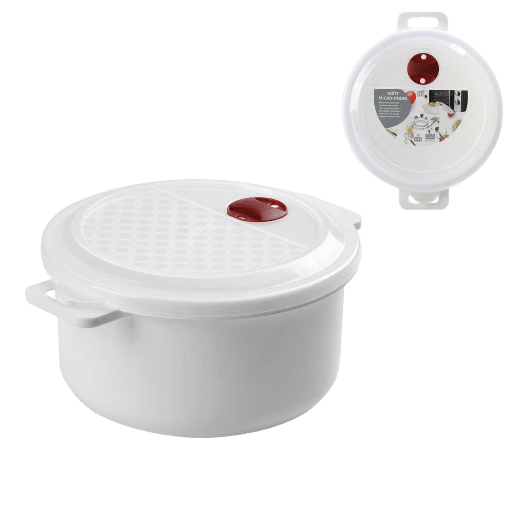 Microwave Box 1.8l Plastic With Valve Ruby Wine D20cmxh10cm
