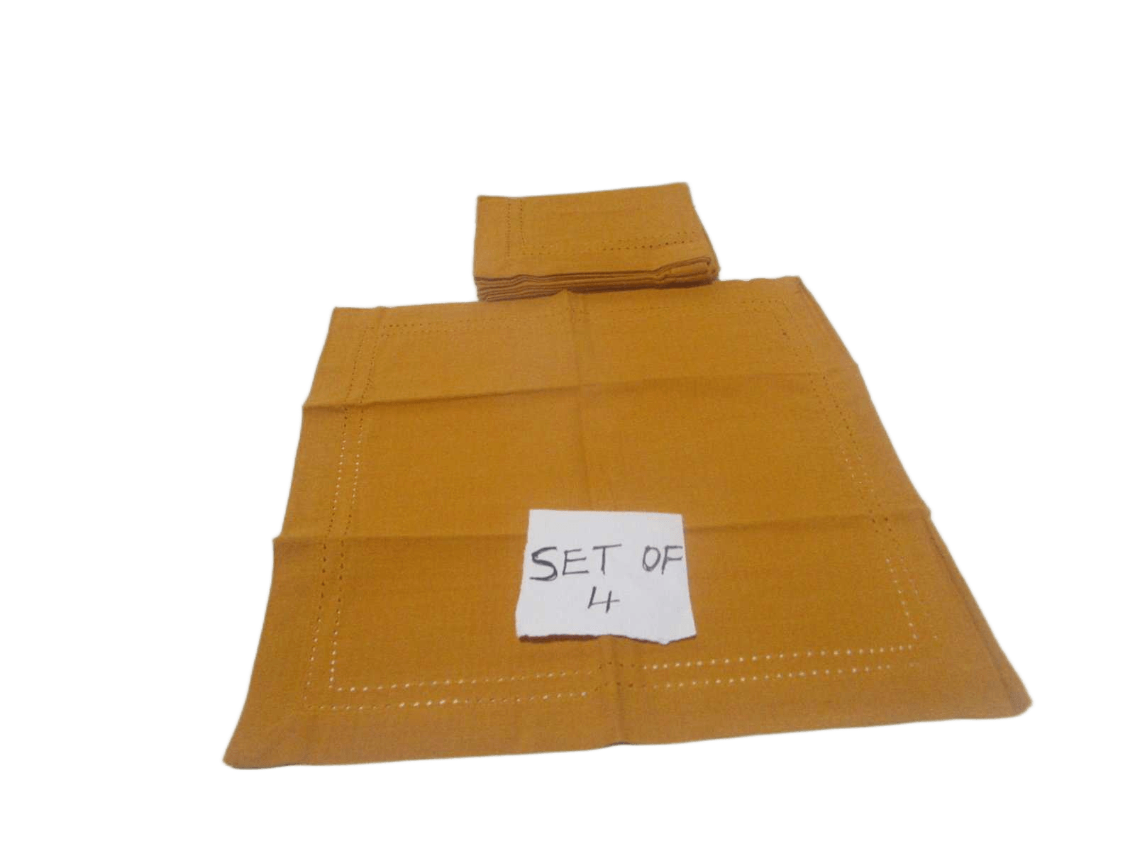 Set Of 4 Napkin 100% Cotton Bordure A Jour Lino Steach 160 Gsm With Card Board 40x40 Must