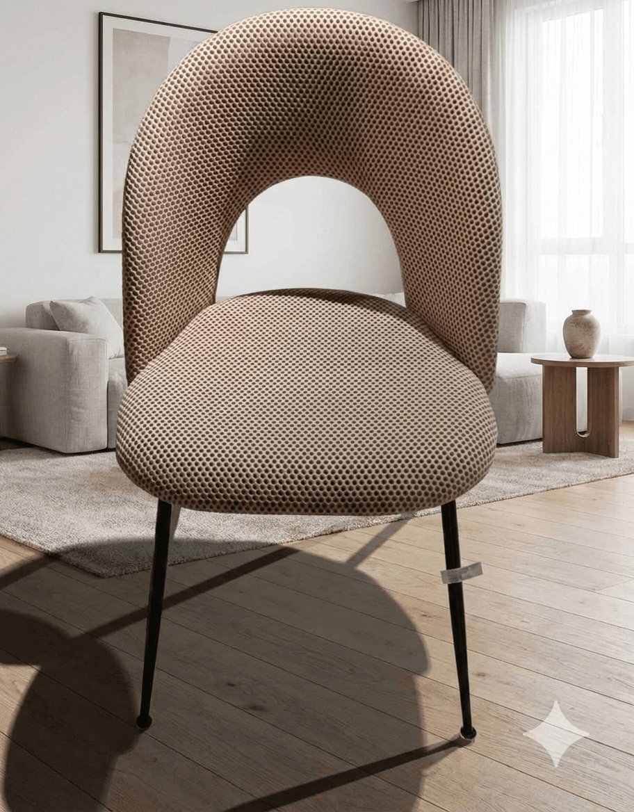 Chair Kd With Fabric And Metal Legs W49*d53*h81cm Beige Fabric Wz3050-2 - Legs Black