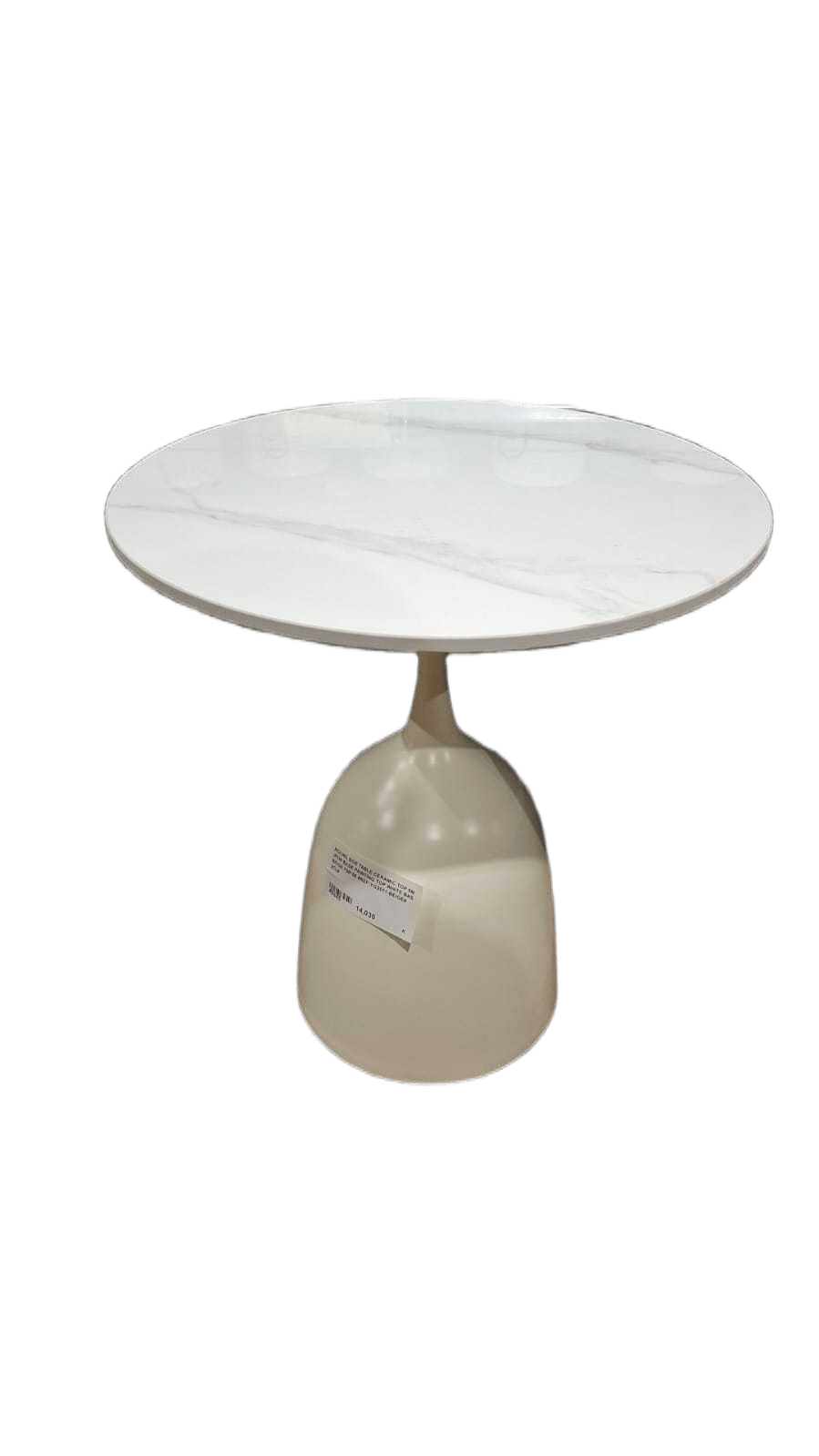 Side Table Round Ceramic Top 9mm, Iron Base Painting Top White Base Beige F50*55