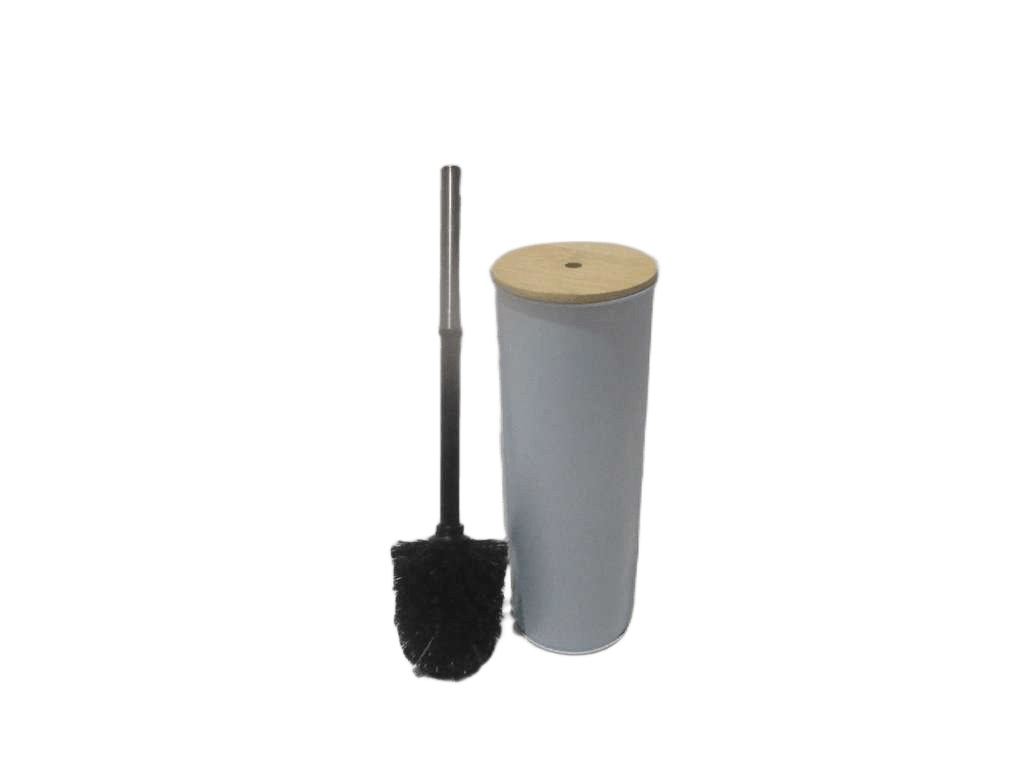 Brush Toilet Metal With Bamboo Lid - Blue Clair