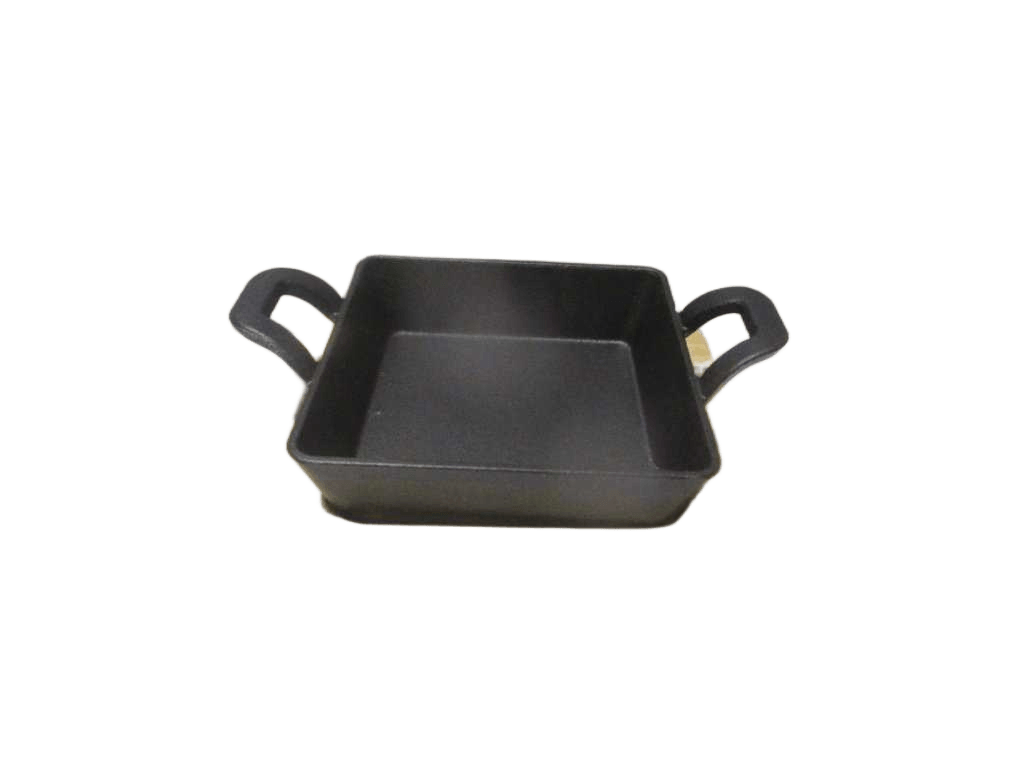 Cast Iron Plate+wood Base 12.5cm 17.5x13.5x1.6 831g