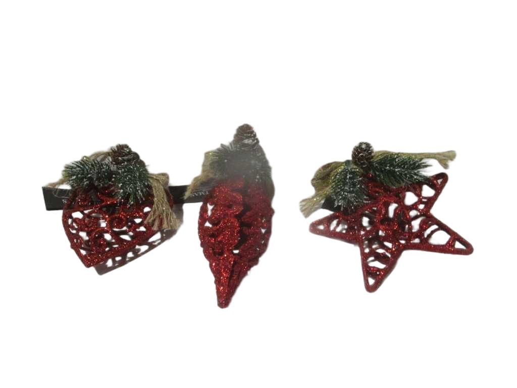 Ornament Bow 15cm 3ass Red