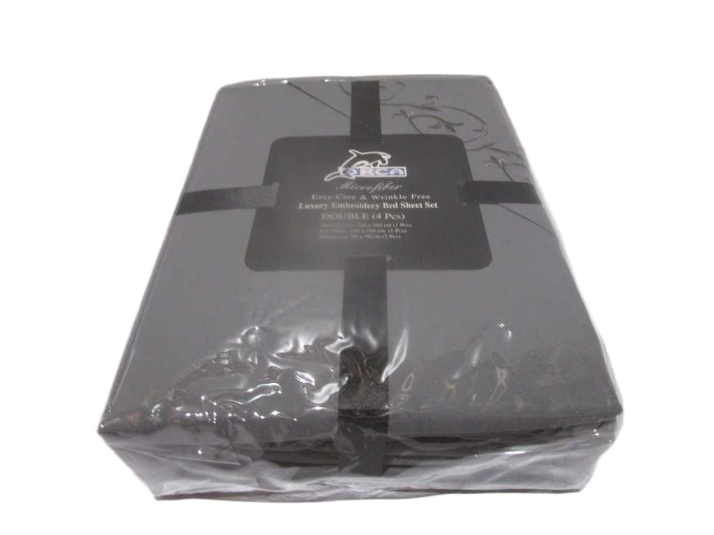 Duvet Cover Kit 4, Duvet Cover 240x260, Flat Sheet 240x290, 2 Pillow Case 50x70 Embroider, Polyester 105gsm, With Our Design 125 Grey