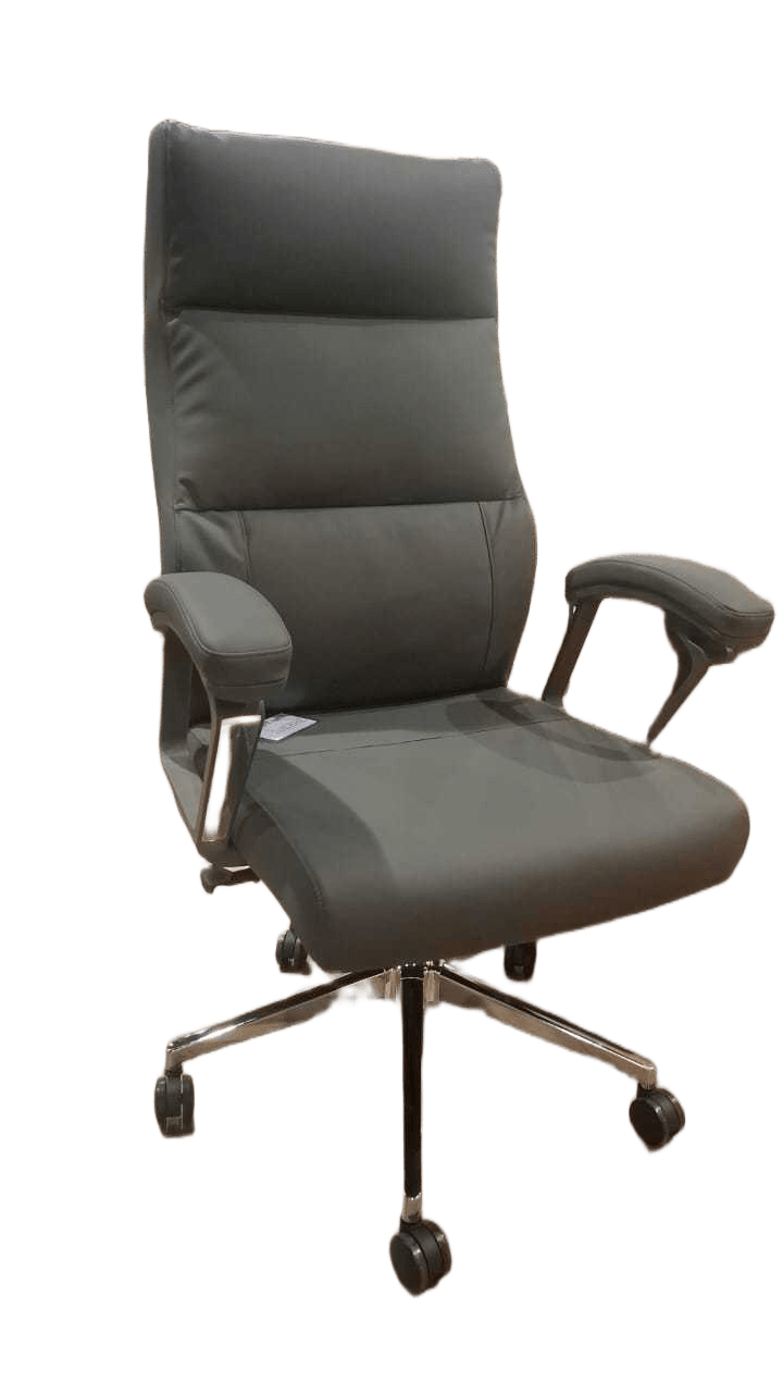 Swivel Chair Dark Grey Pu + Chrome Base 68x70x118