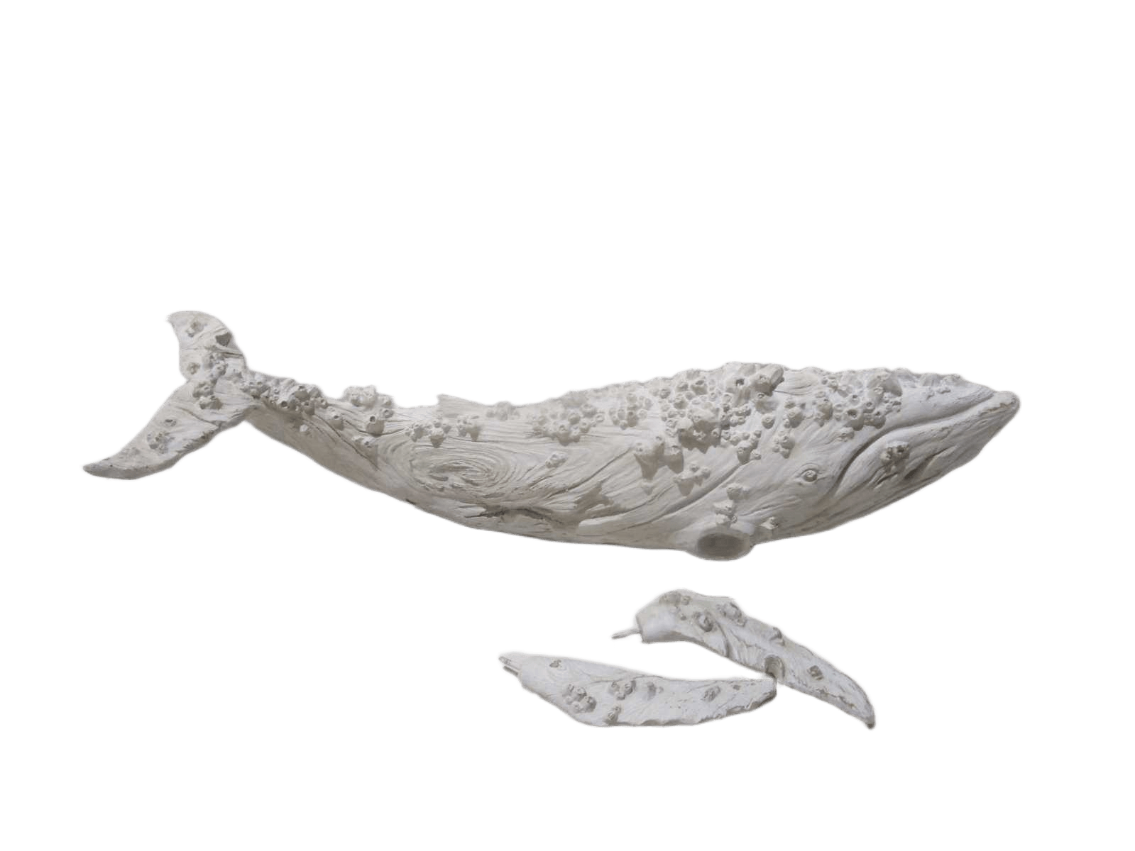 Resin Wood Looking Whale Grey + Black Resin Fish With Metal Stand 81x46x41