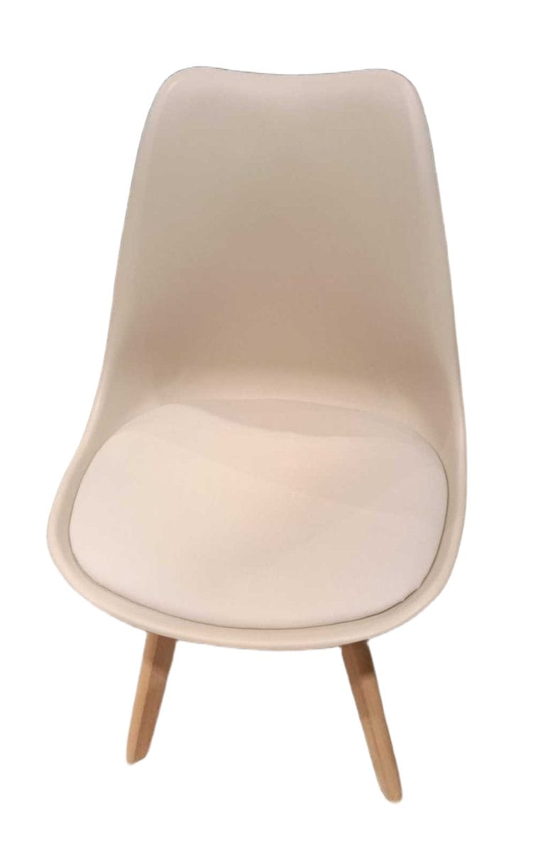 Dining Chair With Pu Cushion Beige Pp+pu+beach Wood 48x52x82 Cm