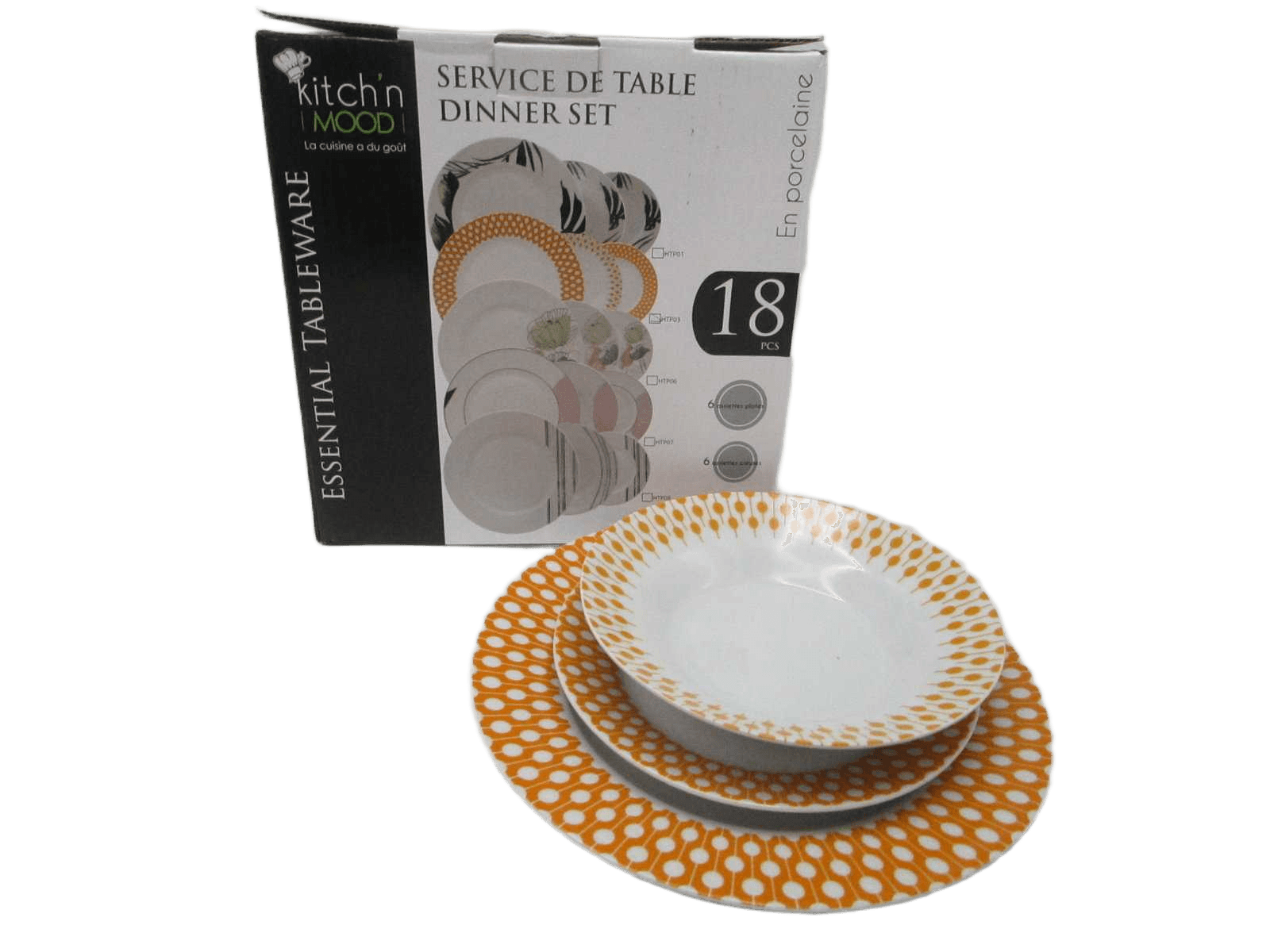 18pcs Round Dinner Set Porcelain10.5"dinner Plate*6, 8"soup Plate*6, 8"dessert Plate*6