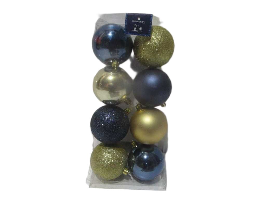 Balls Xmas 8 X 70mm Blue Gold