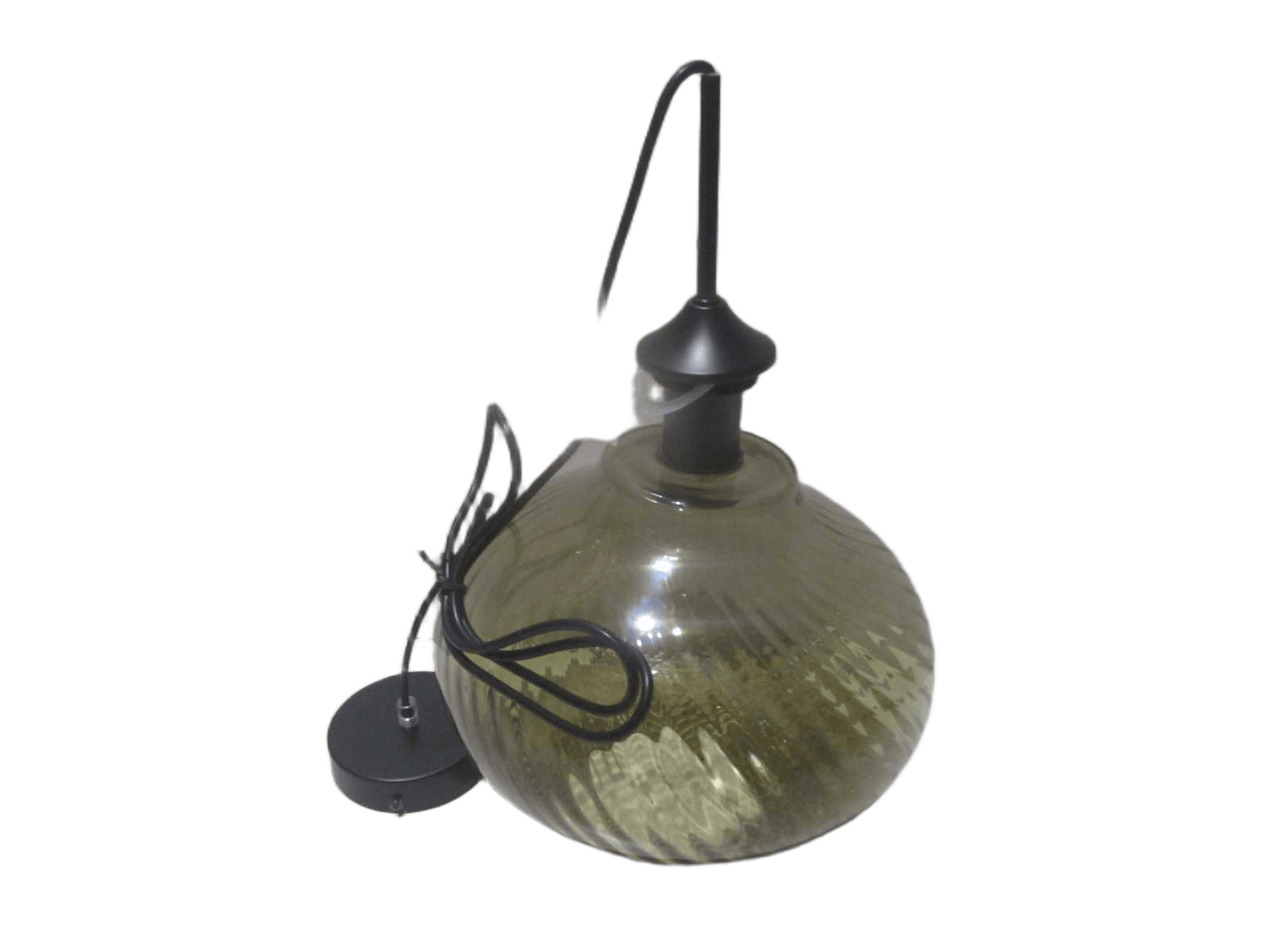 Pendant Lamp With Bulb St64 Dark Green+black Glass+metal D30*h160